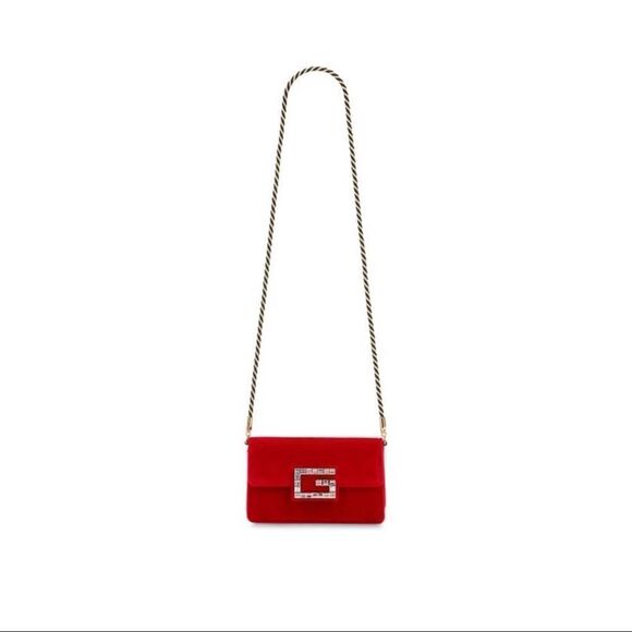 Gucci red Broadway velvet crystal G shoulder bag - Picture 2 of 16